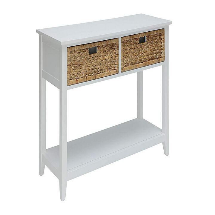 Flavius Console Table with 2 Drawers, White-Benzara