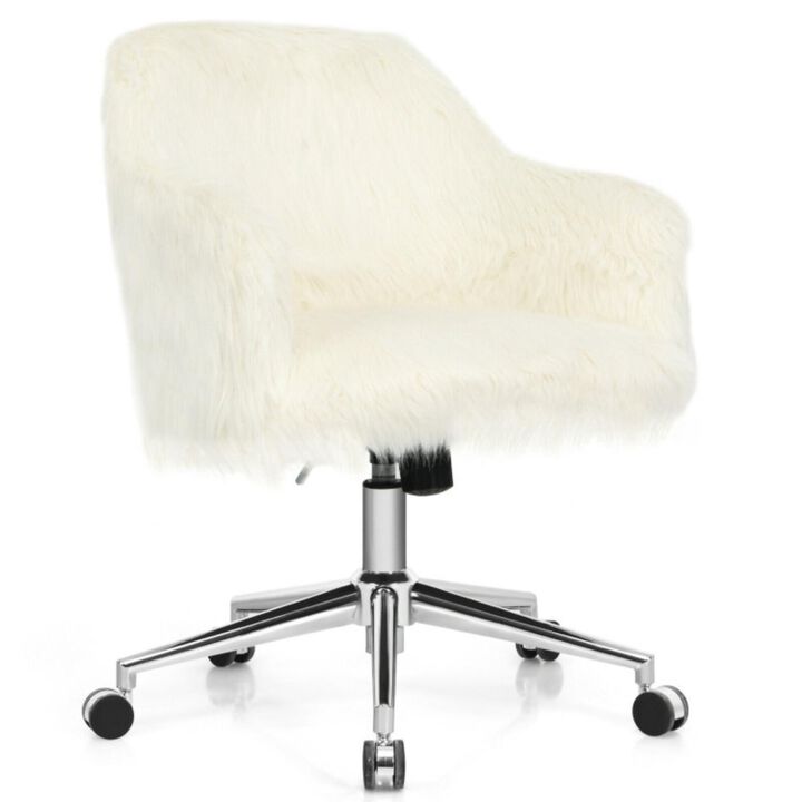 Hivvago Modern Fluffy Faux Fur Vanity Office Chair for Teens Girls