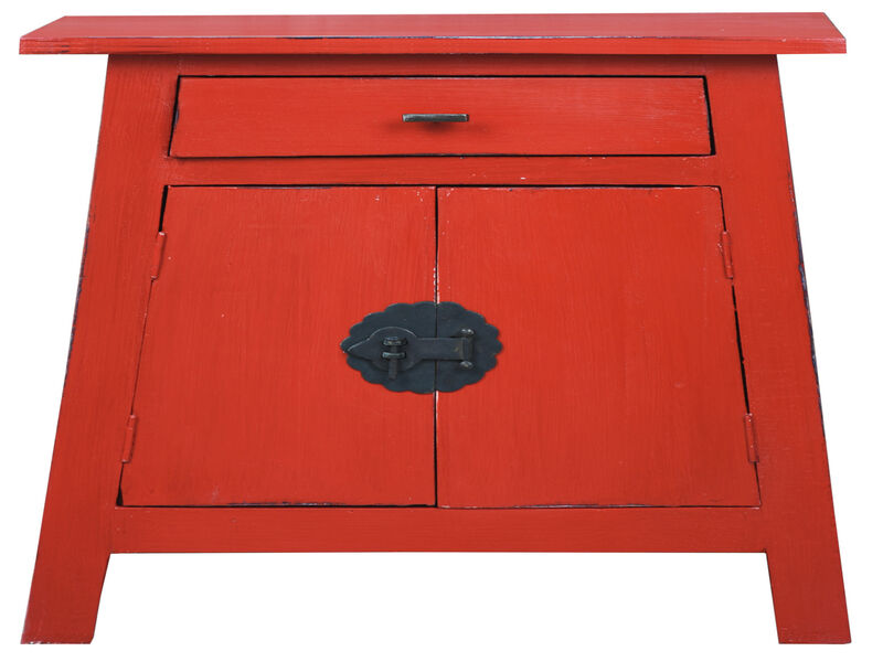 Shabby Chic Cottage 21 in. Red Rectangular Wood End Table