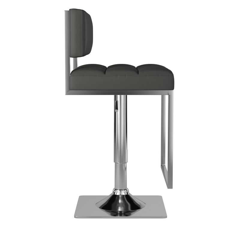 Classic Adjustable Metal Bar Stool, Gray & Silver-Benzara