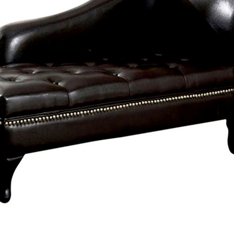 Glorious Contemporary Leatherette Storage Chaise, Black-Benzara