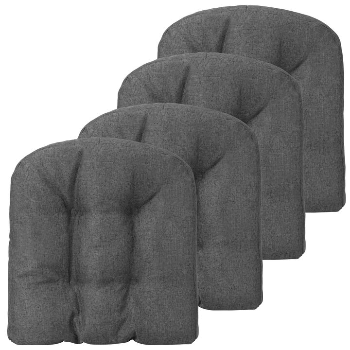 4 Pack 17.5 x 17 Inch U-Shaped Chair Pads with Polyester Cover-Grey
