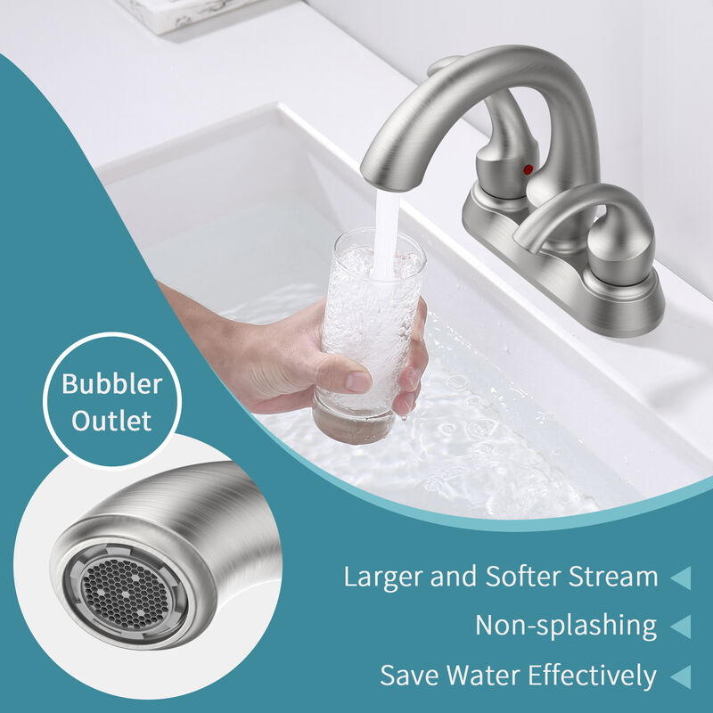 Elegant 2-Handle Centerset Bathroom Faucet with Swan Spout and Water Hoses