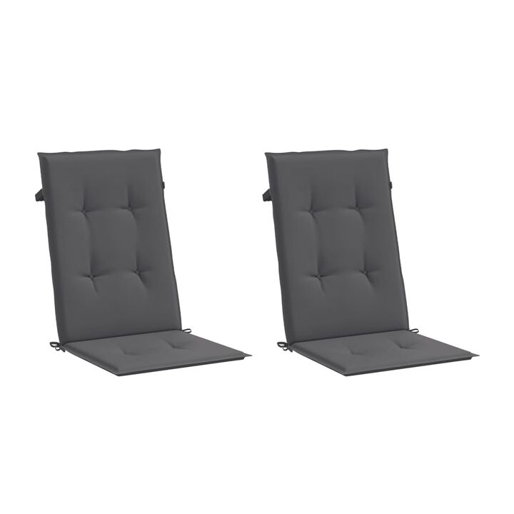 Outdoor Cushions for High Back Chair, Set of 2, Gray Fabric, 47 Inch - Benzara