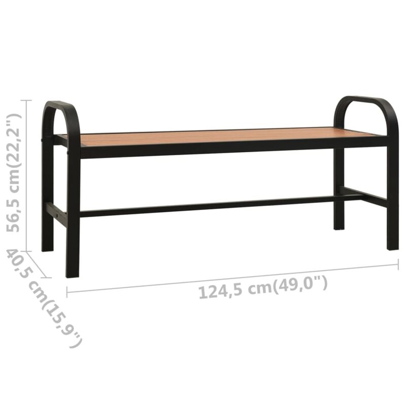 vidaXL Patio Bench 49" Steel and WPC Brown and Black