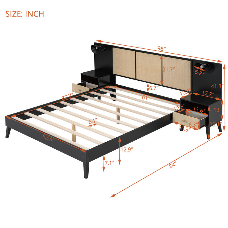 Merax Modern Platform Bed with 2 Nightstands