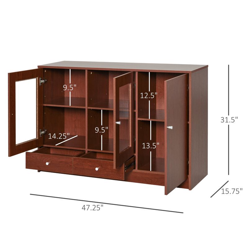 Brown Kitchen Storage: Buffet Cabinet with Framed Acrylic Doors