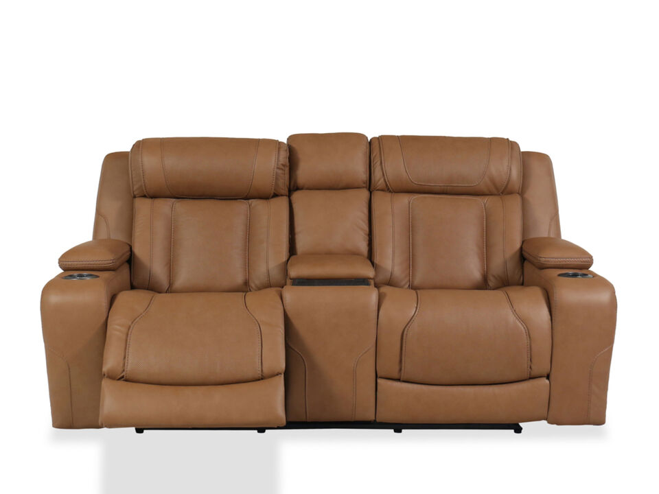 Zero gravity loveseat recliner in brown leather
