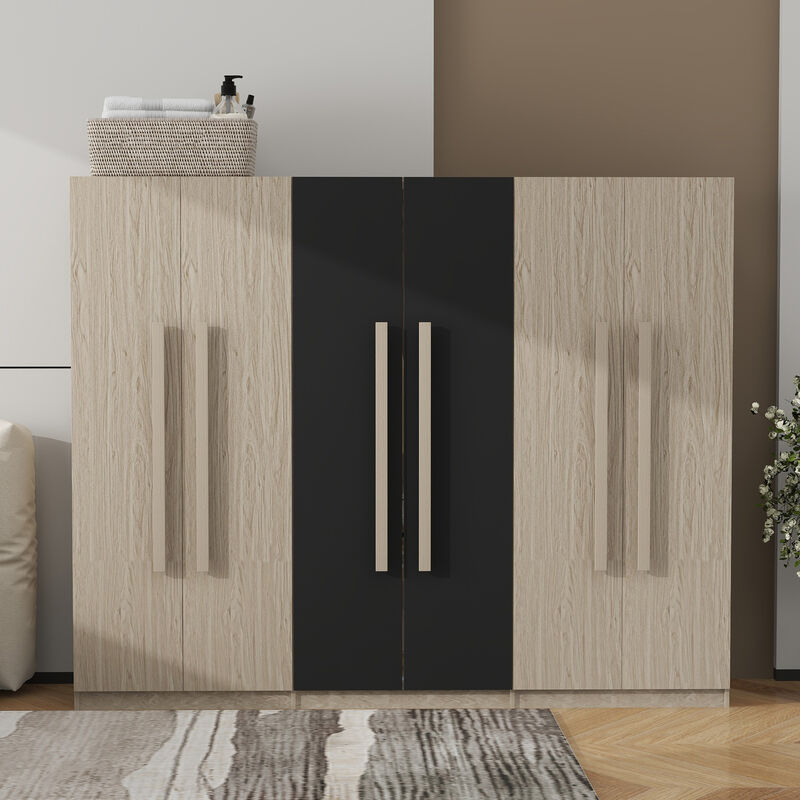 Merax 6 Doors Wardrobe Closet with 3 Clothes Hanging Rails