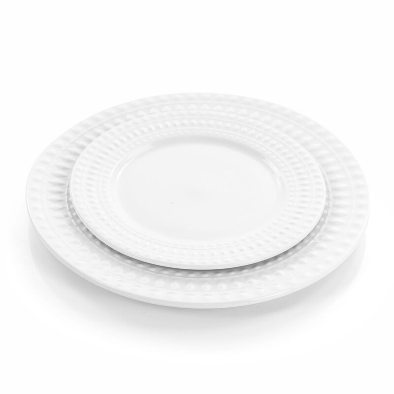 Elama Cara 16 Piece Round Porcelain Dinnerware Set in White