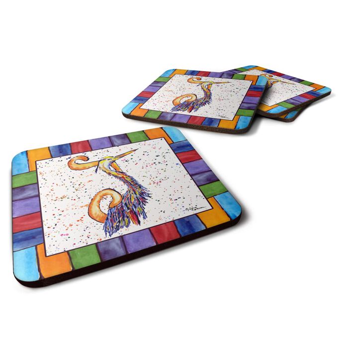 Caroline's Treasures 8433-JFC Beach and Seafood Foam Coasters (Set of 4), 3.5 H x 3.5 W, Multicolor