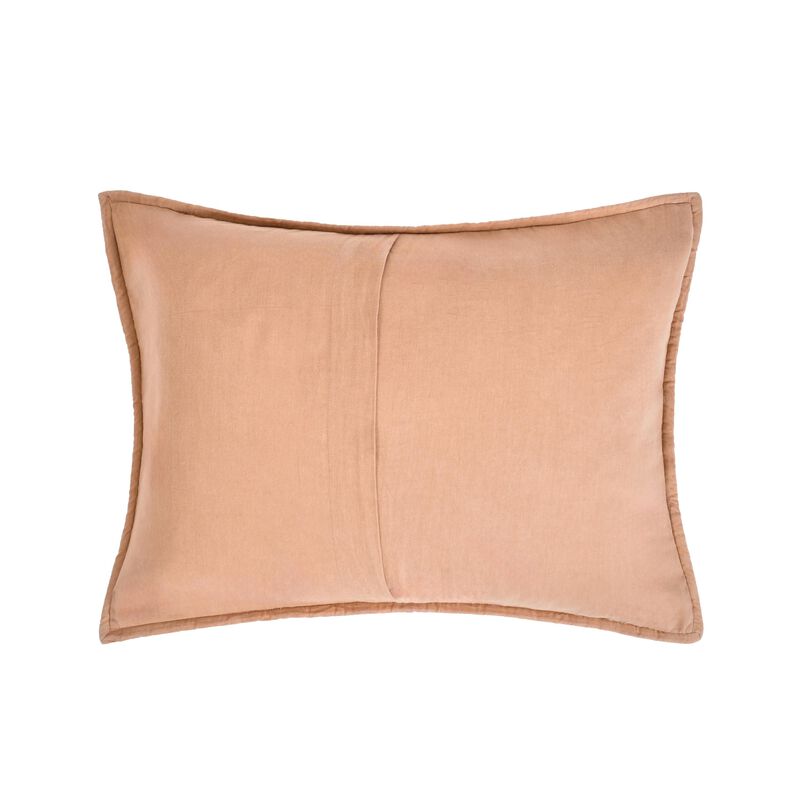 Rawi Standard Pillow Sham, 20x26 Clay Channel Stitch Ramie and Cotton - Benzara