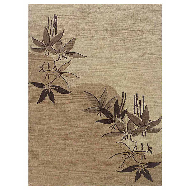 RUGSOTIC CARPETS HAND TUFTED WOOL ECO-FRIENDLY AREA RUGS  - 9'x12', Rectangle Shape, Light Brown, Floral Modern Design, High Pile Thick Handmade Area Rugs for Living Room, Bed Room (K00905)