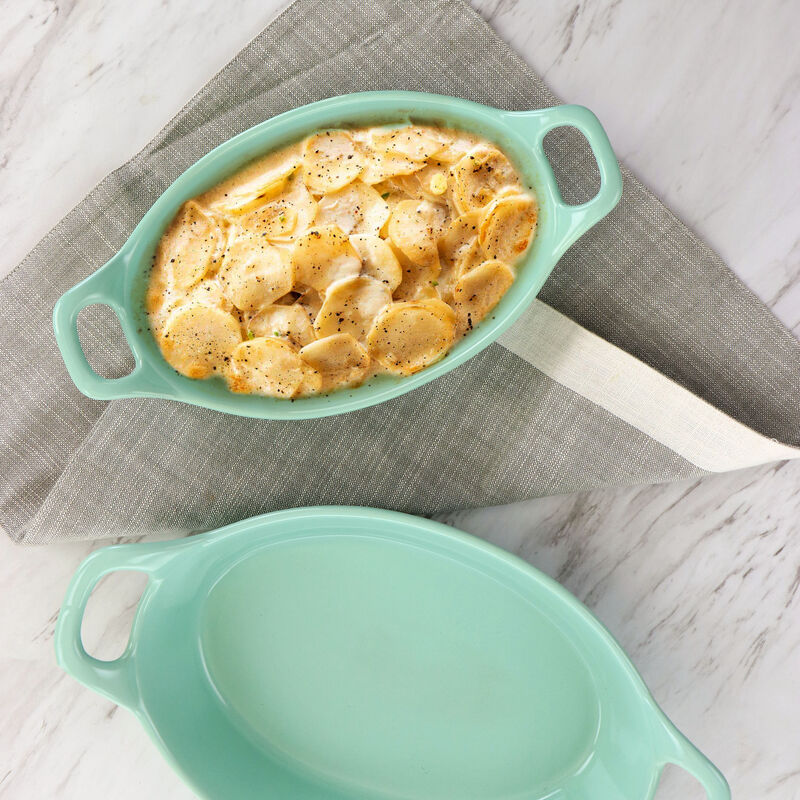 Martha Stewart Stoneware 2 Piece Oval Baker Set in Mint