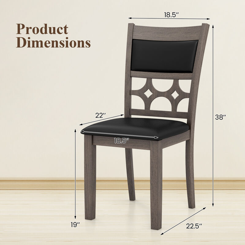 Upholstered Dining Chair Set of 2 with Padded Backrest and Seat
