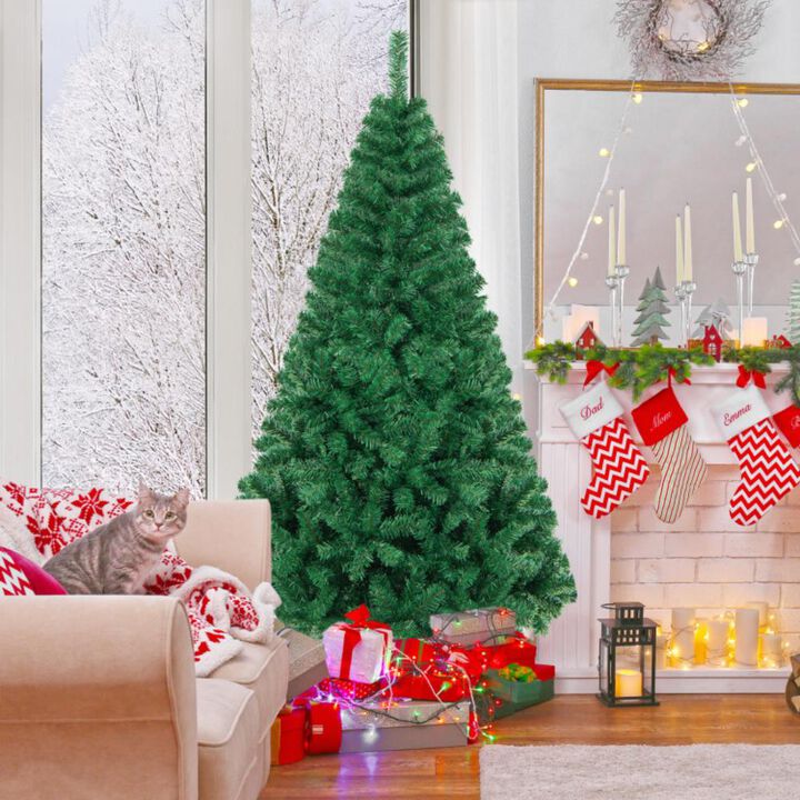 Hivvago 5/6/7/8 Feet Artificial PVC Christmas Tree with Solid Metal Stand