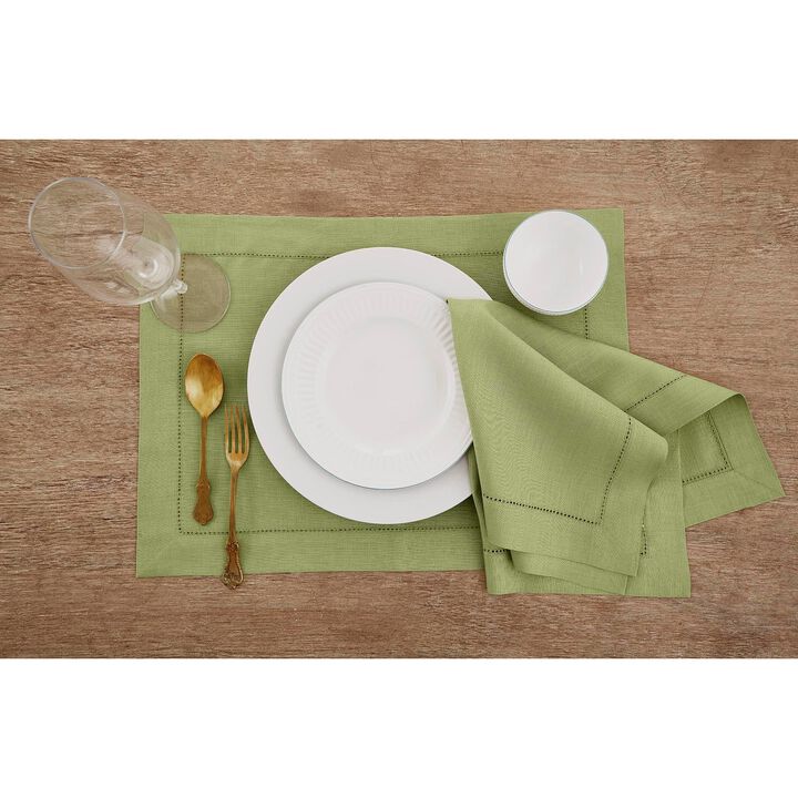 Solino Home 100% Pure Linen Dinner Napkins 20 x 20 Inch Set of 4 | Classic Hemstitch
