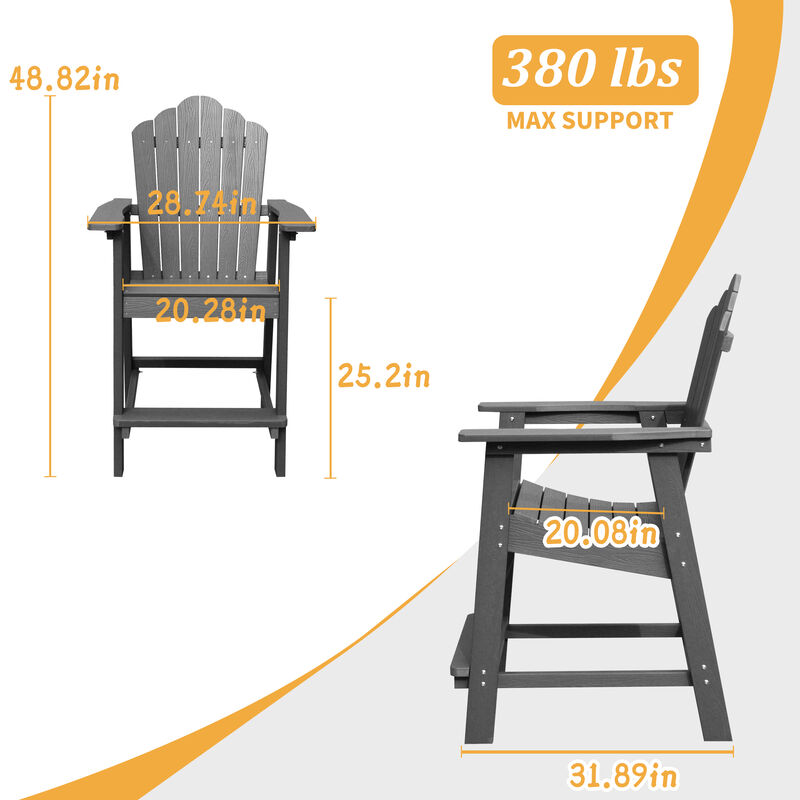 MONDAWE  3-Piece Plastic Outdoor Patio Adirondack Chair and Table Set