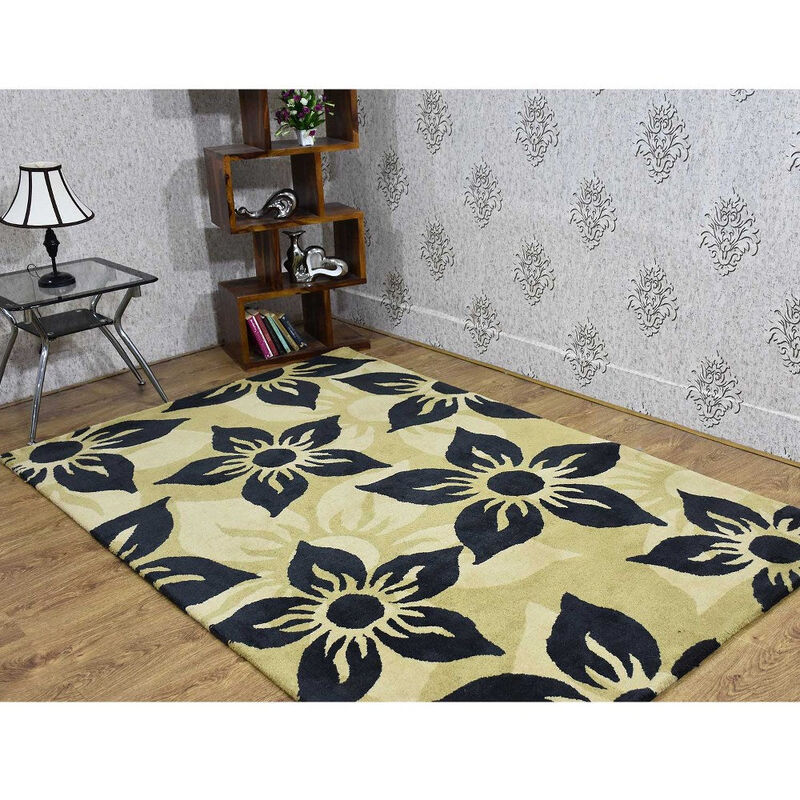 RUGSOTIC CARPETS HAND TUFTED WOOL ECO-FRIENDLY AREA RUGS  - 5'x7'6'', Rectangle Shape, Multicolor, Floral Modern Design, High Pile Thick Handmade Area Rugs for Living Room, Bed Room (K03127)