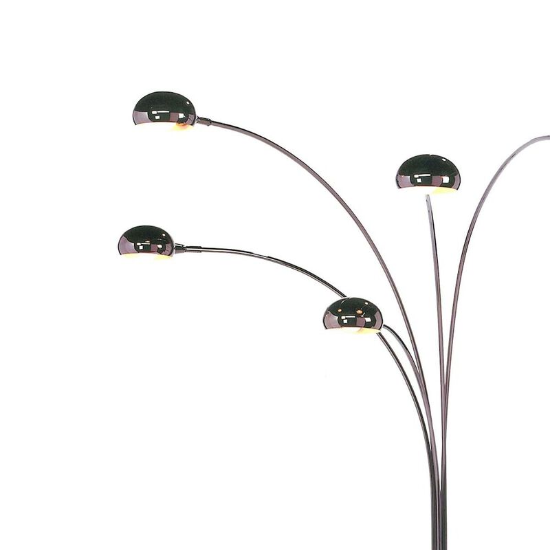 NOVA OF CALIFORNIA Mushroom 5 Light Arc Floor Lamp - Black Nickel, Dimmer switch, Marble base