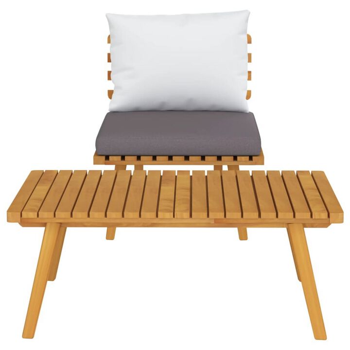 Roma 2pc Modular Outdoor and Table Set, Solid Wood, Gray, White - Benzara