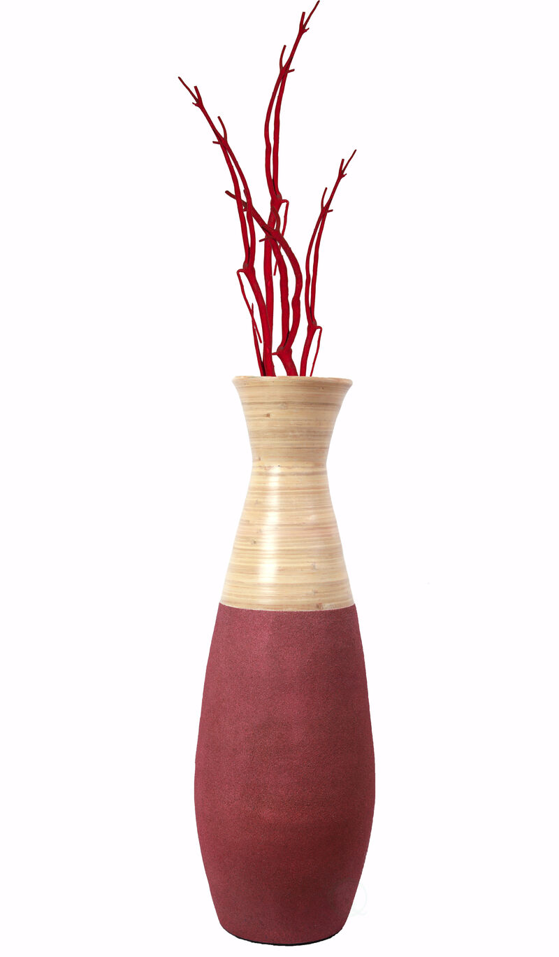 Set of 2 Burgundy Floor Vases