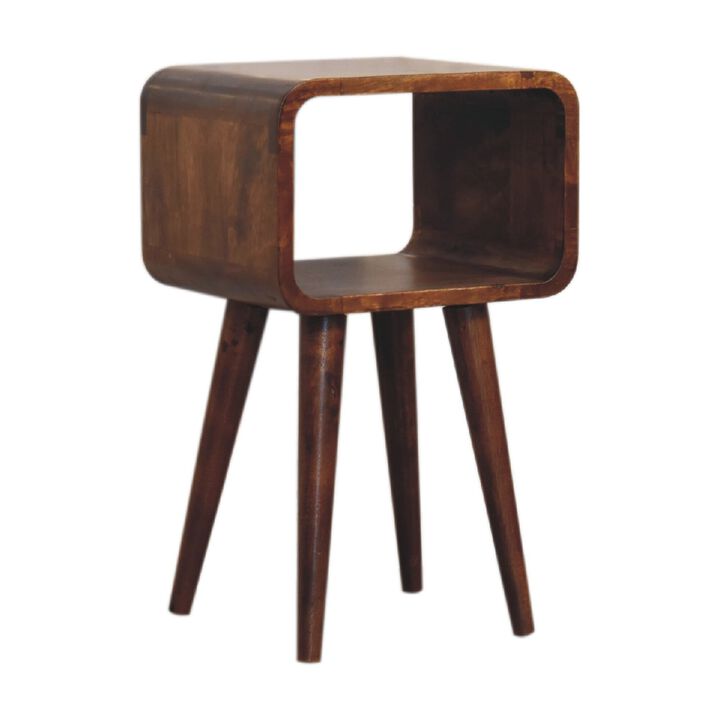 Mini Chestnut Curved Solid Wood  Open NightStand