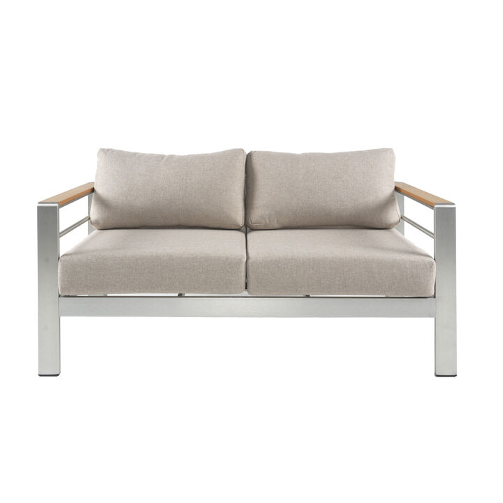 Merax Outdoor Aluminum Loveseat with Cushion