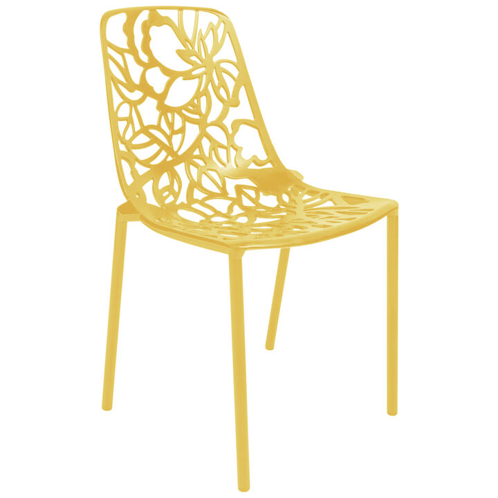 LeisureMod Devon Modern Indoor Outdoor Aluminum Dining Chair in Khaki Green