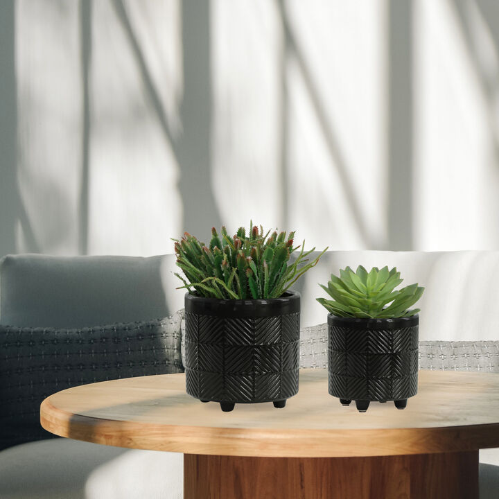 Textured Planters, Shiny Black