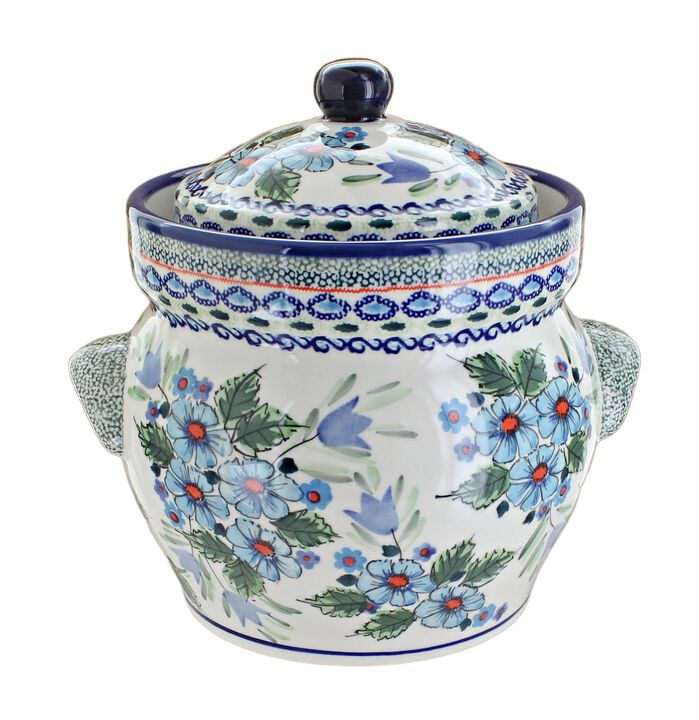 Blue Rose Polish Pottery Nature Medium Container