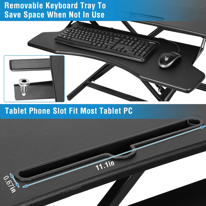 Sit to Stand Height Adjustable Desk Converter, Tabletop Workstation for Laptops & Dual Monitors