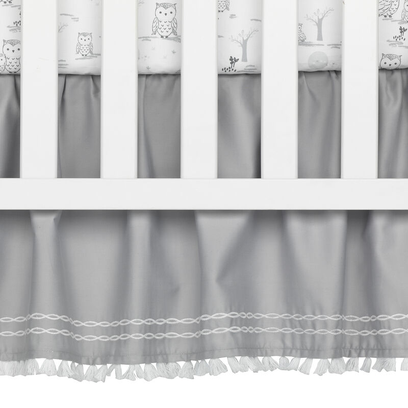 Lambs & Ivy Luna White/Gray Celestial Owl 4-Piece Nursery Baby Crib Bedding Set