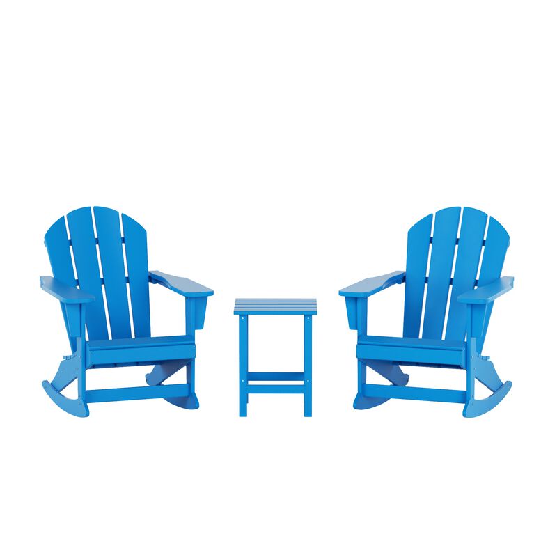 WestinTrends 3-Piece Outdoor Patio Rocking Adirondack Chairs with Side Table Set