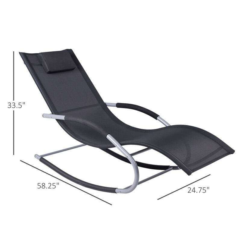 Ultimate Black Lounger: Zero Gravity Rocker with Removable Pillow
