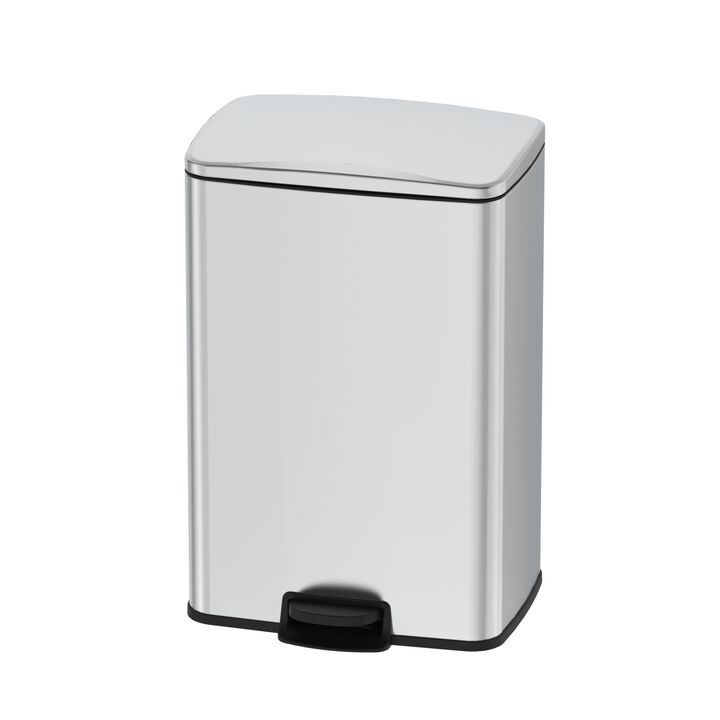 Innovaze 13 Gal./50 Liter Rectangular Stainless Steel Step-on Trash Can for Kitchen