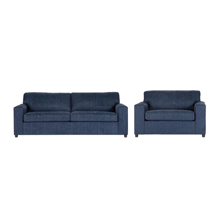 New Classic Furniture Kylo Blue Polyester Fabric Couch and Oversized Chair