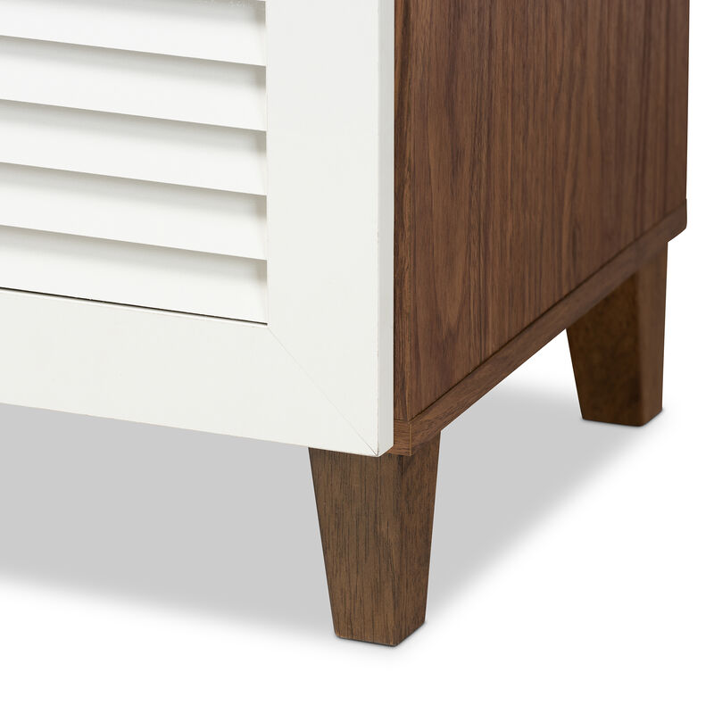 Baxton Studio Coolidge Modern 5 Shelf Wood Shoe Storage Cabinet with Drawer