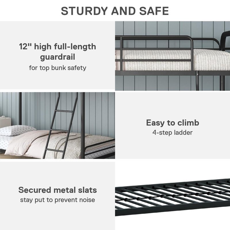 DHP Dusty Twin over Twin Metal Bunk Bed, Black