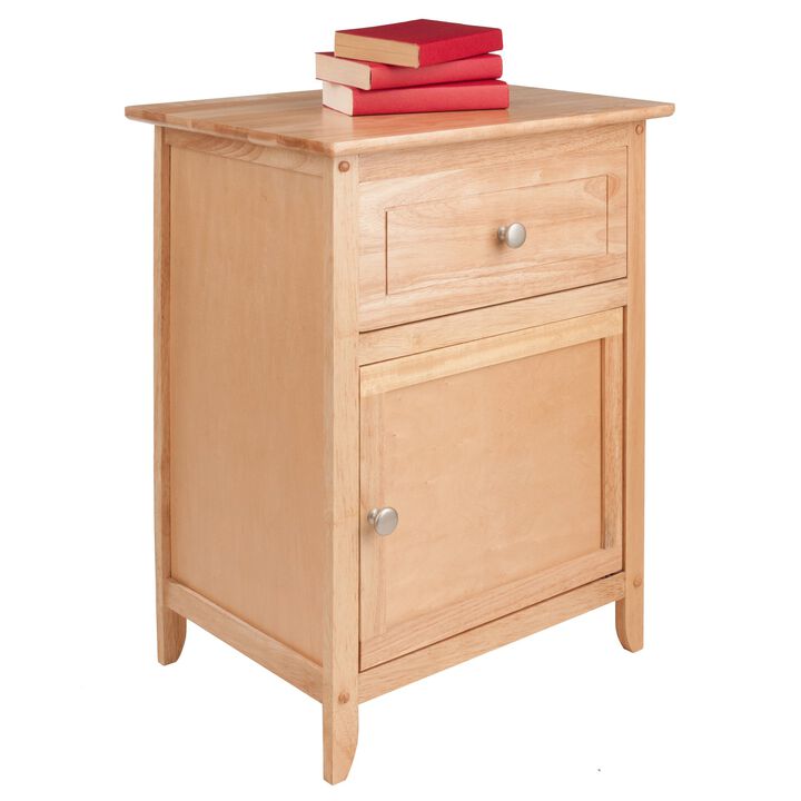 Yardlio Multifunctional Wood End Table: Versatile Design, Natural Finish, Satin Nickel Knobs