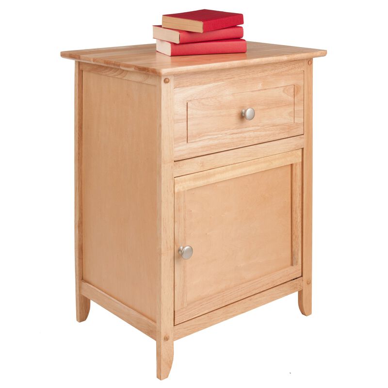 Yardlio Multifunctional Wood End Table: Versatile Design, Natural Finish, Satin Nickel Knobs