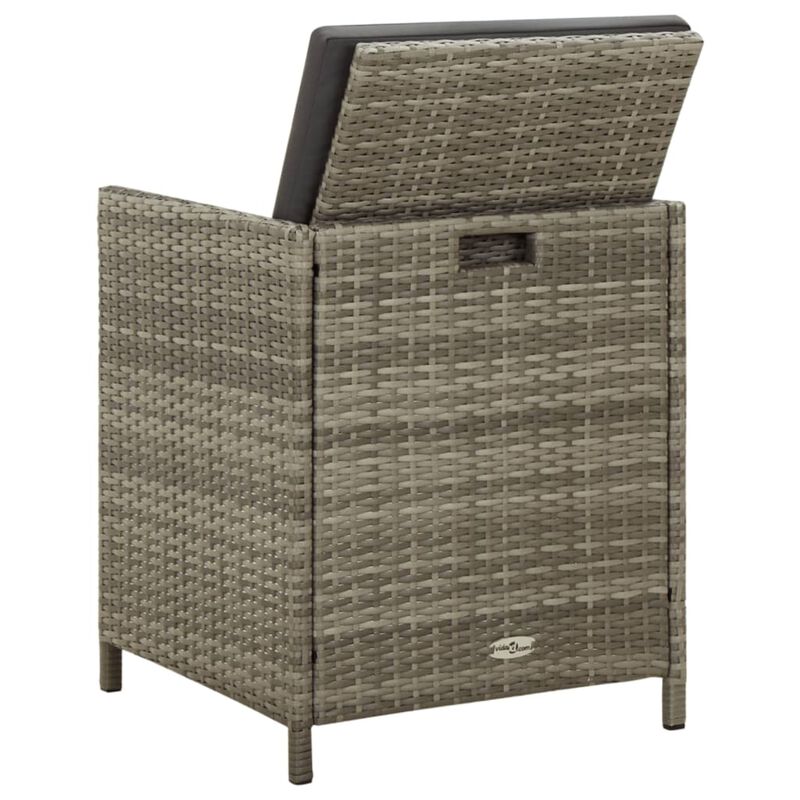 vidaXL Patio Chairs with Cushions 4 pcs Poly Rattan Gray