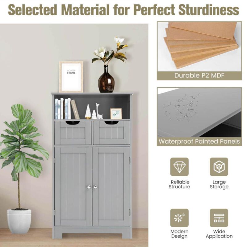Hivvago Bathroom Wooden Side Cabinet  with 2 Drawers and 2 Doors