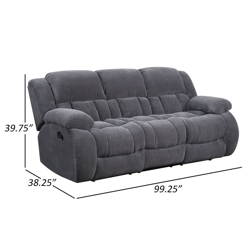 Jak  Power Recliner, Padded Backrest, Charcoal Gray Fabric - Benzara