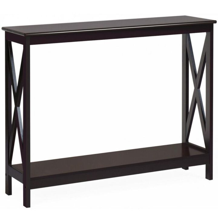 Hivvago 2-Tier Console X-Design Sofa Side Accent Table