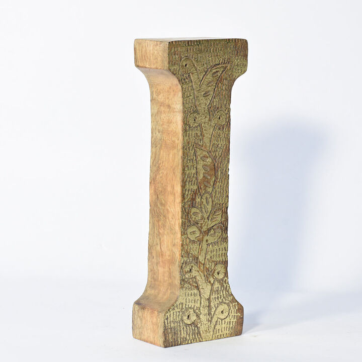 Vintage Natural Gold Handmade Eco-Friendly "I" Alphabet Letter Block For Wall Mount & Table Top Décor