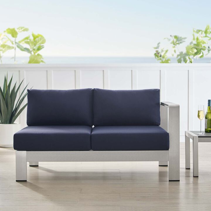 Modway - Shore Sunbrella® Fabric Aluminum Outdoor Patio Right-Arm Loveseat