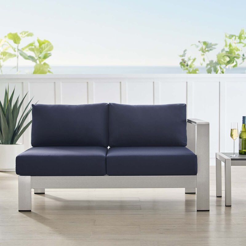 Modway - Shore Sunbrella® Fabric Aluminum Outdoor Patio Right-Arm Loveseat