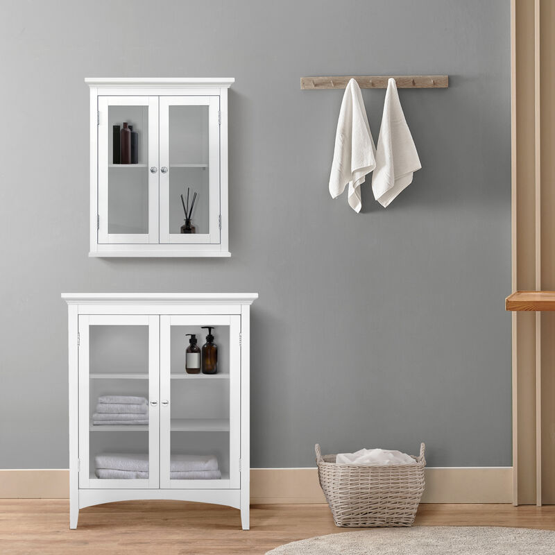 Teamson Home Madison Wooden Floor Cabinet with 2 Glass Doors, White