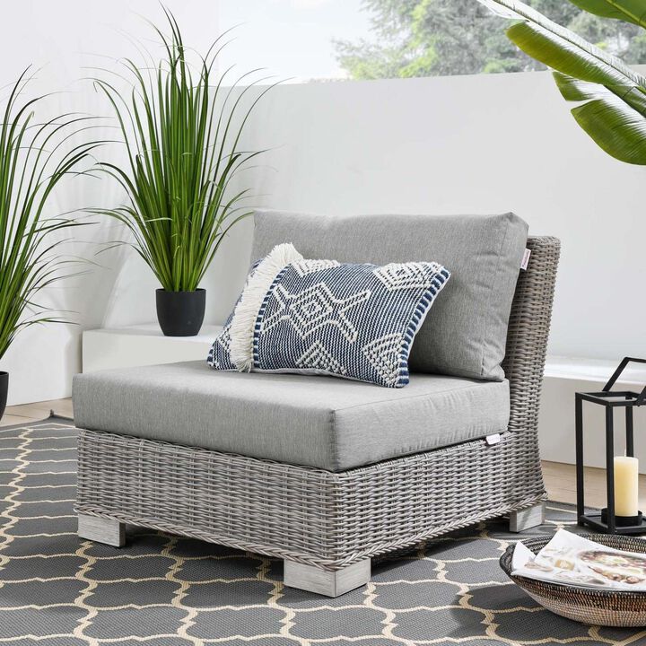 Modway Conway Outdoor Patio Wicker Rattan, Armless Chair, Light Gray Gray